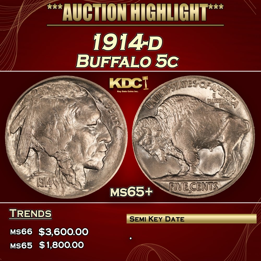 1914-d Buffalo Nickel 5c ms65+ SEGS: 1914-d Buffalo Nickel 5c ms65+ SEGS.
