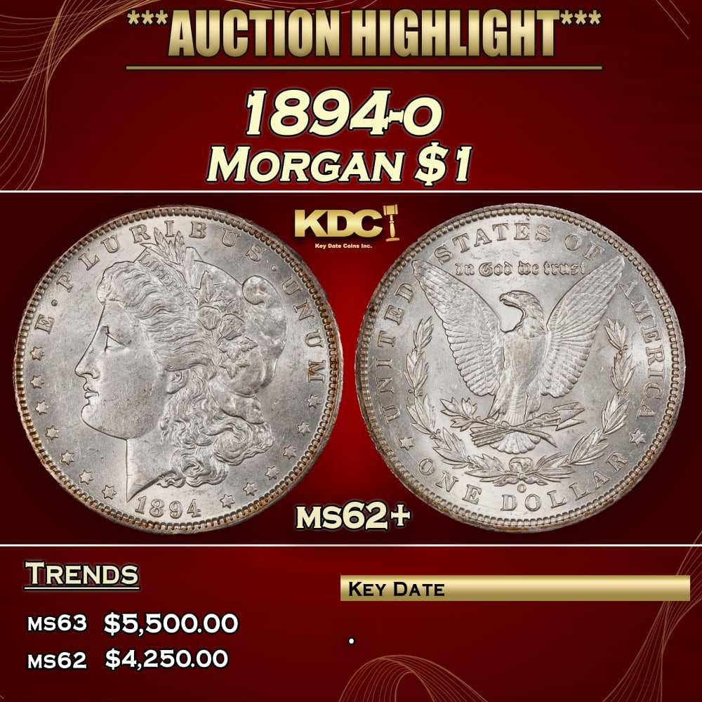 1894-o Morgan Dollar $1 ms62+ USCG: 1894-o Morgan Dollar $1 ms62+ USCG. 0