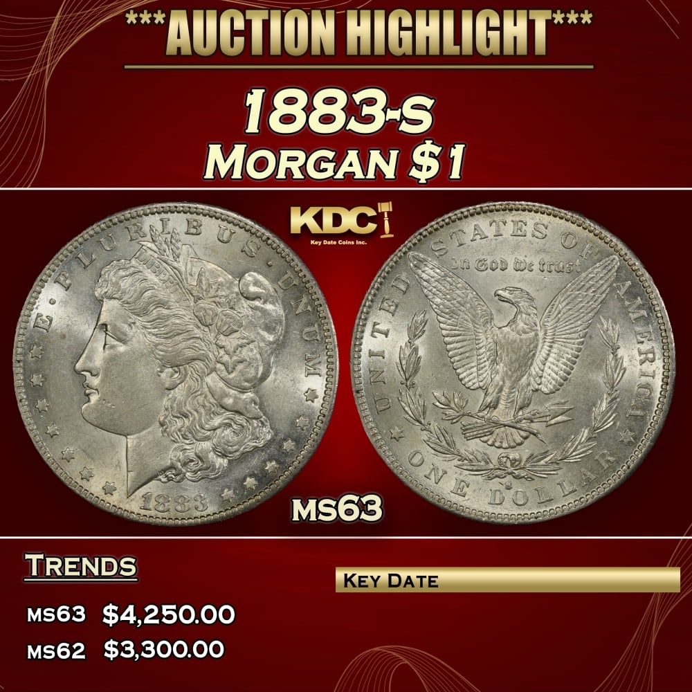 1883-s Morgan Dollar $1 ms63 USCG: 1883-s Morgan Dollar $1 ms63 USCG. 0