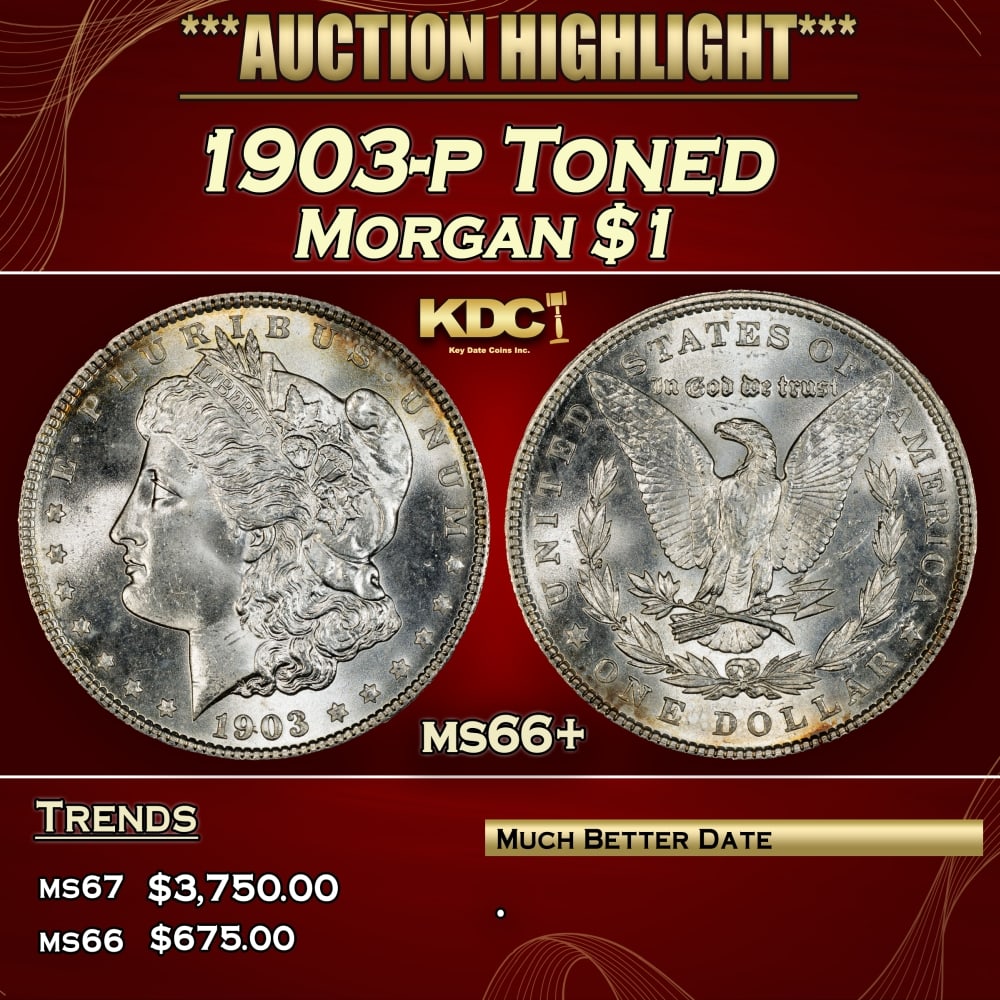 1903-p Morgan Dollar Toned $1 ms66+ SEGS: 1903-p Toned Morgan Dollar $1 ms66+ SEGS. 0