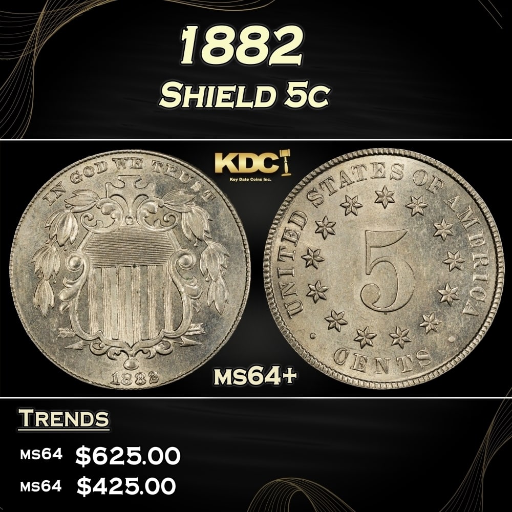 1882 Shield Nickel 5c Grades ms64+: 1882 Shield Nickel 5c Grades ms64+. 0