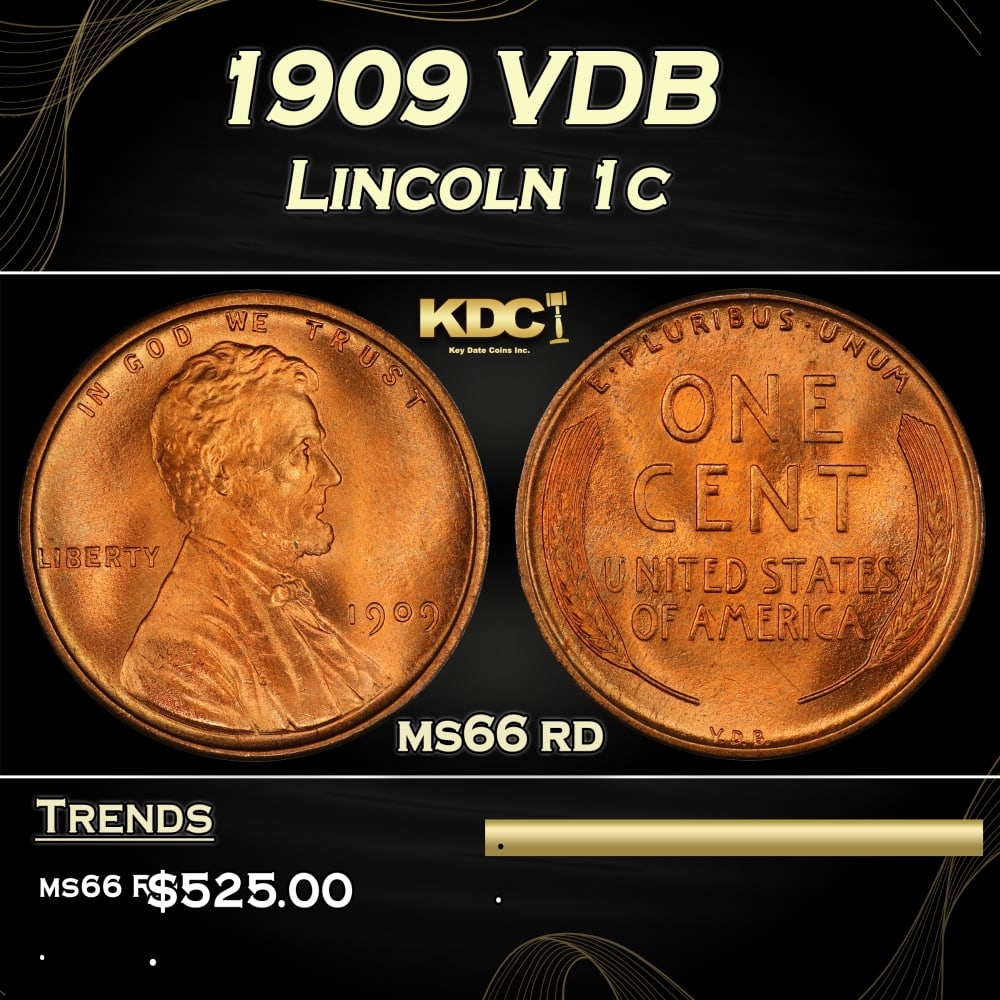 1909 VDB Lincoln Cent 1c Grades ms66 rd: 1909 VDB Lincoln Cent 1c Grades ms66 rd. Always sought after date. Always popular. 0