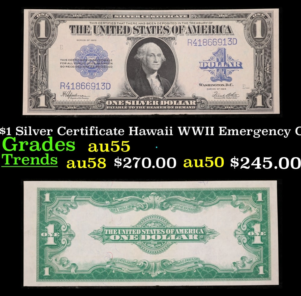 1923 $1 large size Silver Certificate Grades Select CU Signatures Speelman/White: 1923 $1 large size Silver Certificate Grades Select CU Signatures Speelman/White. Fr-237 The term “horse blanket” gets used a lot when talking about large size currency. It is most frequently 