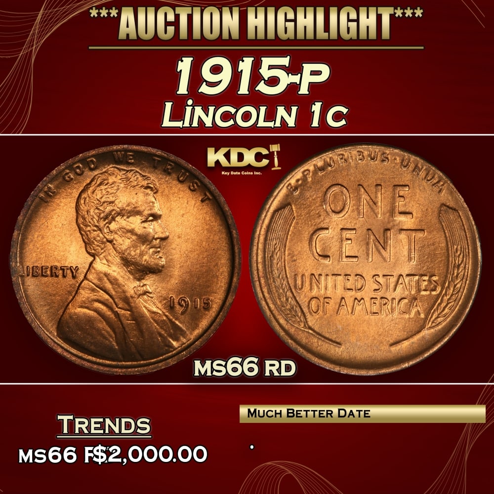 1915-p Lincoln Cent 1c ms66 rd SEGS: 1915-p Lincoln Cent 1c ms66 rd SEGS. 0