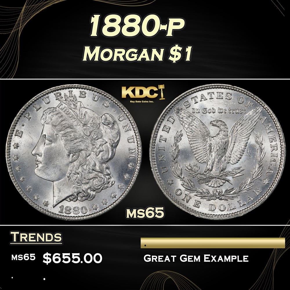 1880-p Morgan Dollar $1 Grades ms65: 1880-p Morgan Dollar $1 Grades ms65. 0