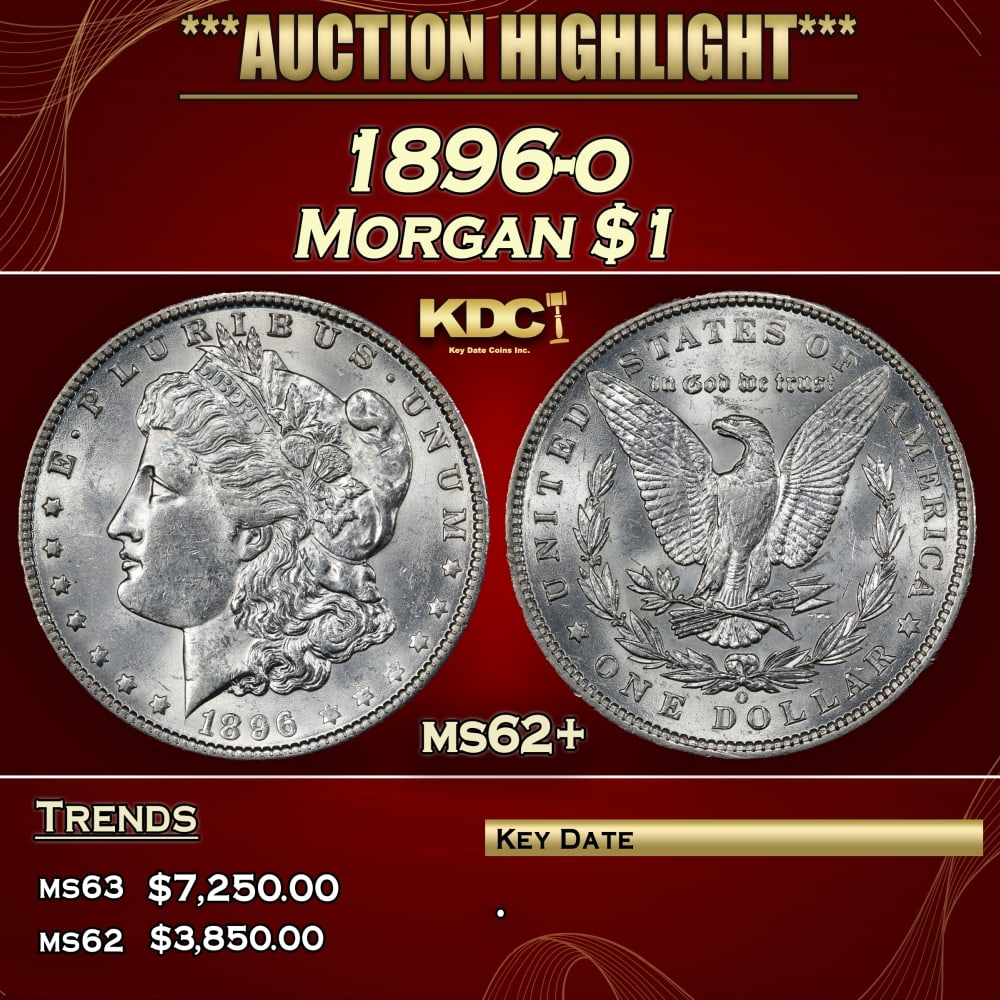 1896-o Morgan Dollar $1 ms62+ USCG: 1896-o Morgan Dollar $1 ms62+ USCG. 0