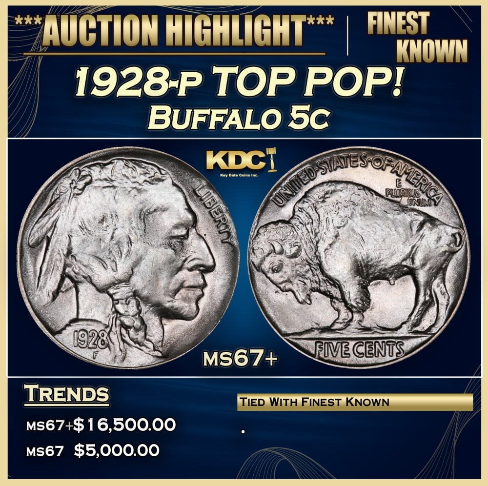 1928-p Buffalo Nickel TOP POP! 5c ms67+ SEGS (1 of 3)