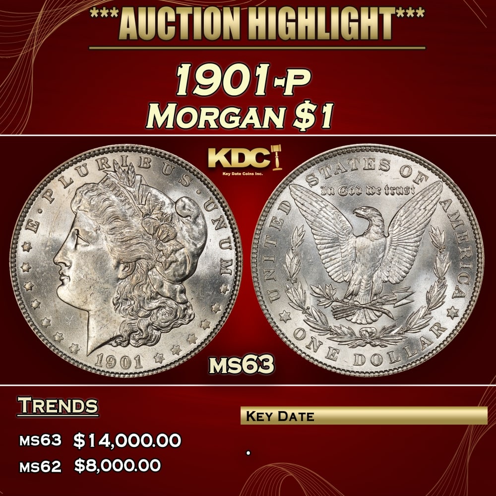 1901-p Morgan Dollar $1 ms63 USCG: 1901-p Morgan Dollar $1 ms63 USCG. 0