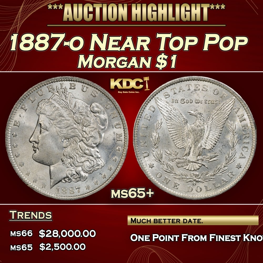 1887-o Morgan Dollar Near Top Pop $1 ms65+ SEGS: 1887-o Near Top Pop Morgan Dollar $1 ms65+ SEGS. 0