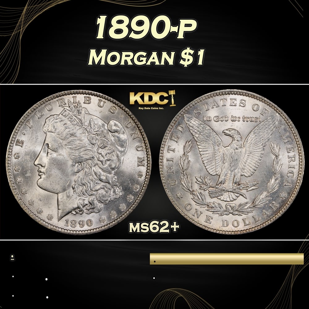 1890-p Morgan Dollar $1 Grades ms62+ (1 of 3)
