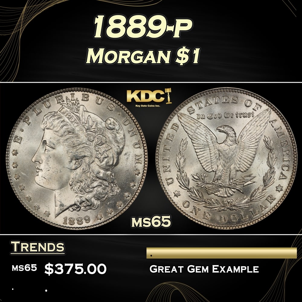 1889-p Morgan Dollar $1 Grades ms65: 1889-p Morgan Dollar $1 Grades ms65. 0