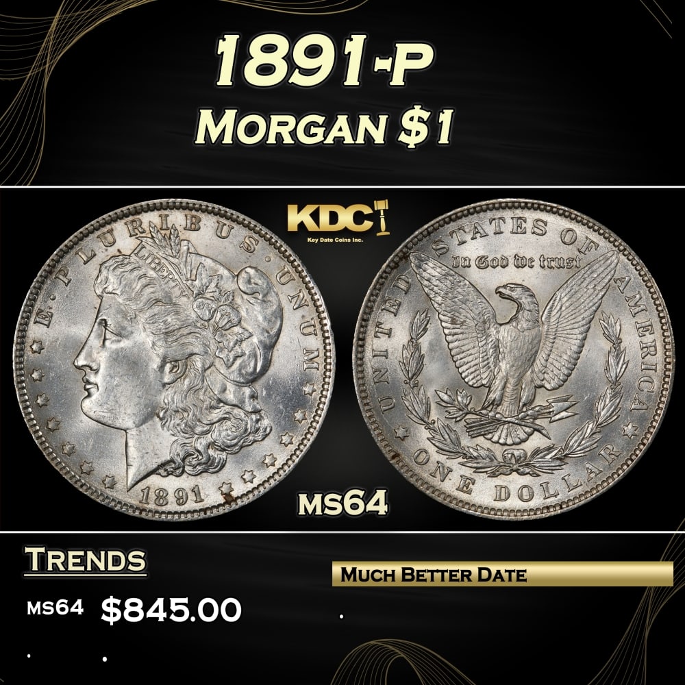 1891-p Morgan Dollar $1 Grades ms64: 1891-p Morgan Dollar $1 Grades ms64. 0