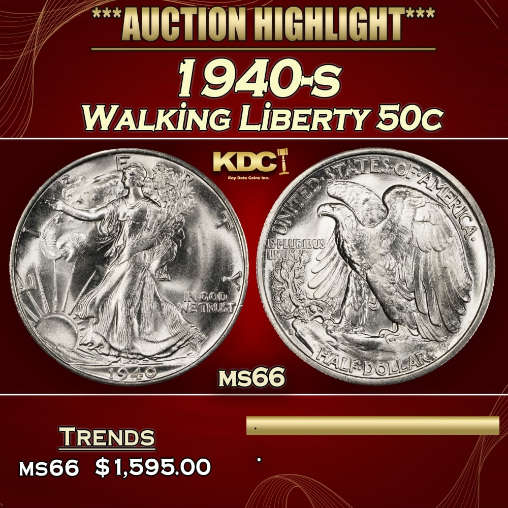 1940-s Walking Liberty Half Dollar 50c ms66 SEGS (1 of 3)