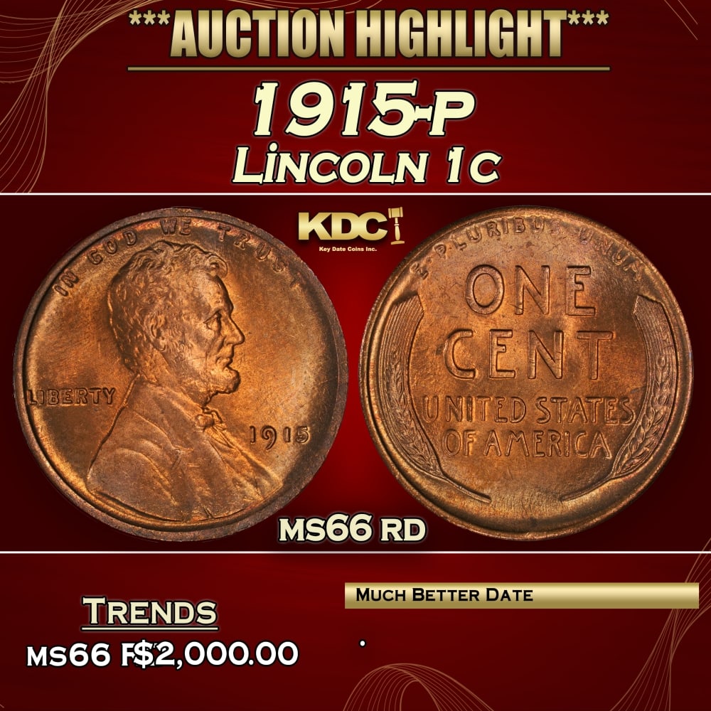 1915-p Lincoln Cent 1c ms66 rd SEGS: 1915-p Lincoln Cent 1c ms66 rd SEGS. 0