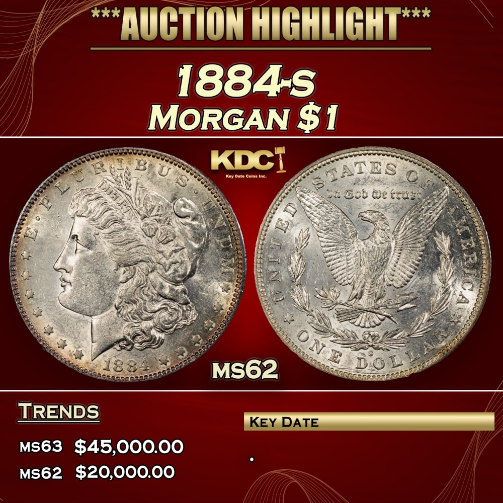 1884-s Morgan Dollar $1 ms62 USCG: 1884-s Morgan Dollar $1 ms62 USCG. 0