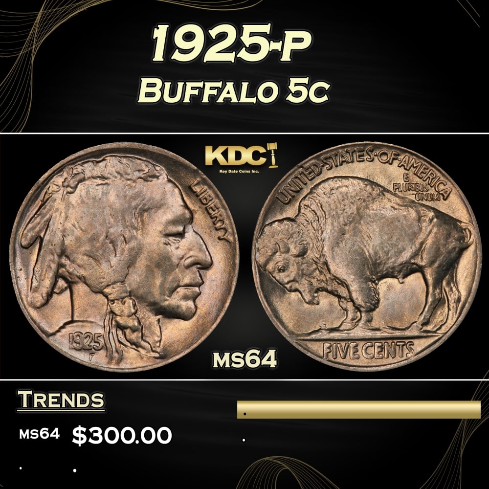 1925-p Buffalo Nickel 5c Grades ms64 (1 of 3)