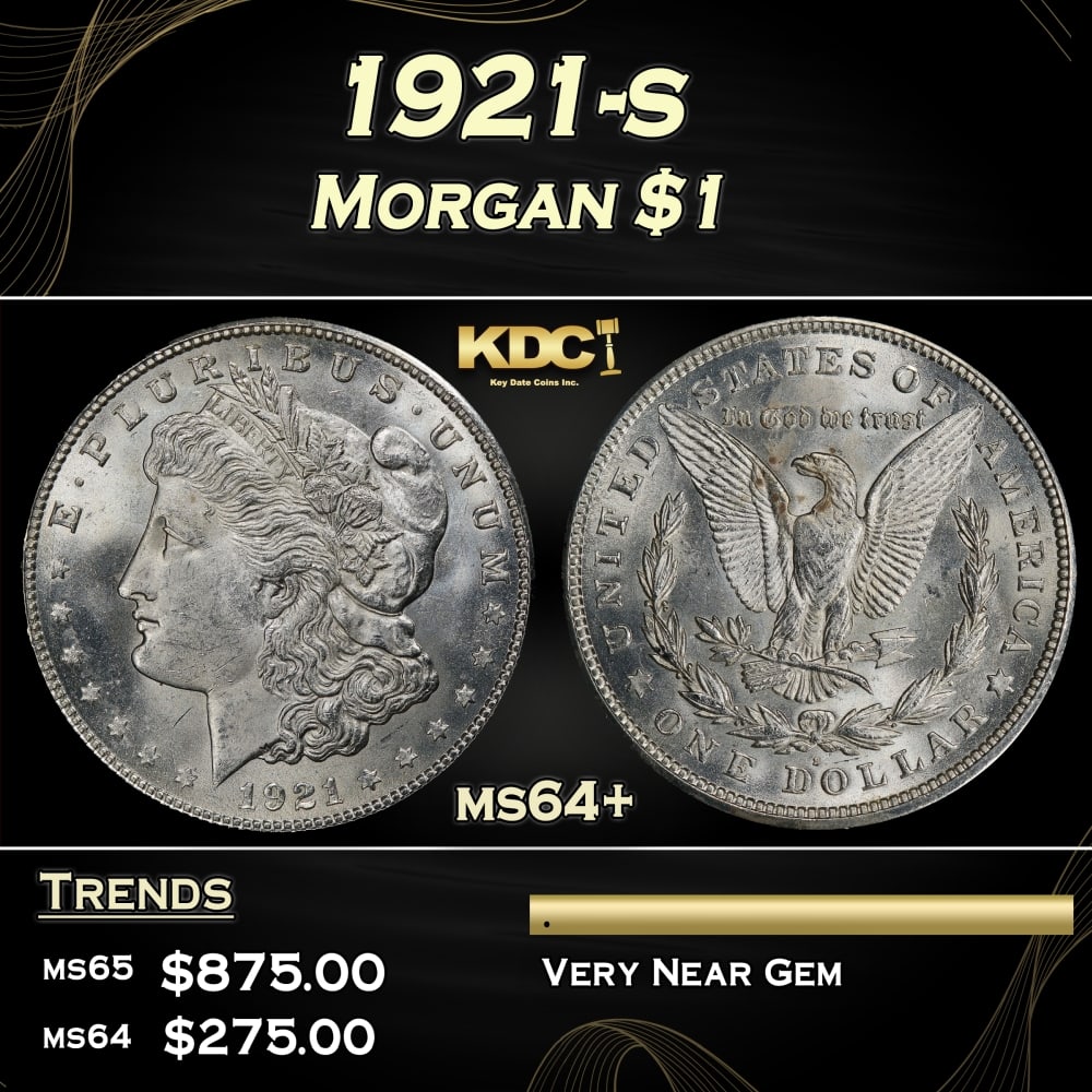 1921-s Morgan Dollar $1 Grades ms64+: 1921-s Morgan Dollar $1 Grades ms64+. 0