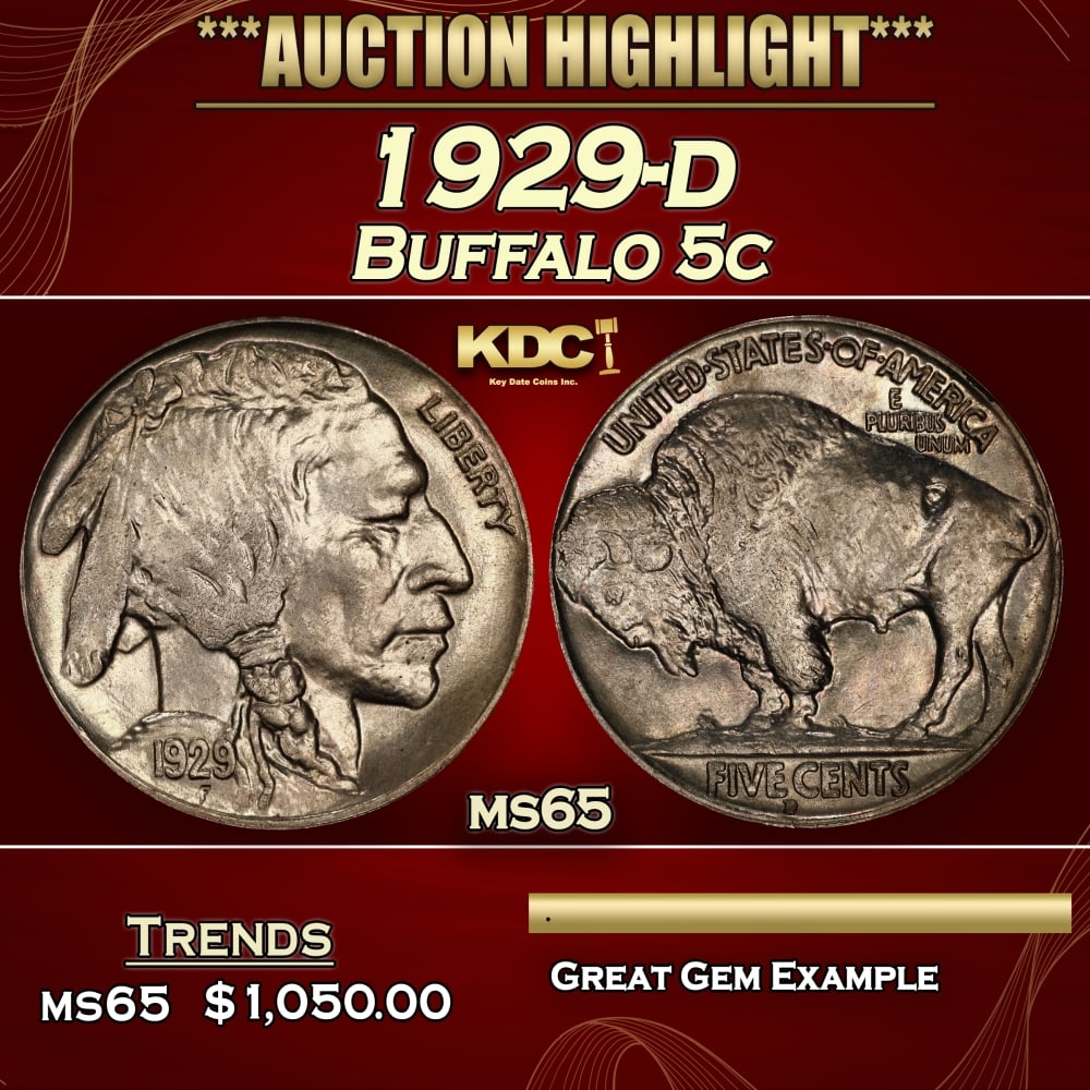 1929-d Buffalo Nickel 5c ms65 SEGS: 1929-d Buffalo Nickel 5c ms65 SEGS.