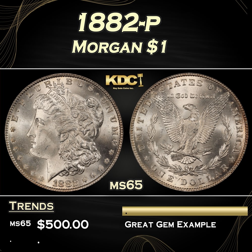 1882-p Morgan Dollar $1 Grades ms65: 1882-p Morgan Dollar $1 Grades ms65. 0
