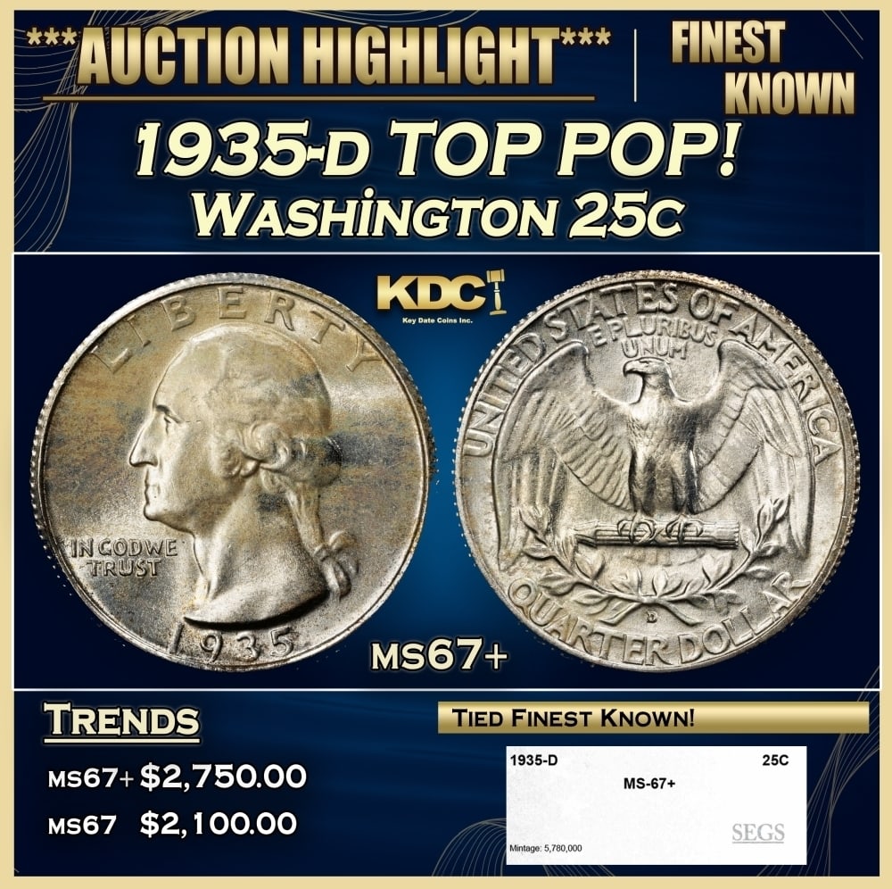 1935-d Washington Quarter TOP POP! 25c ms67+ SEGS (1 of 4)