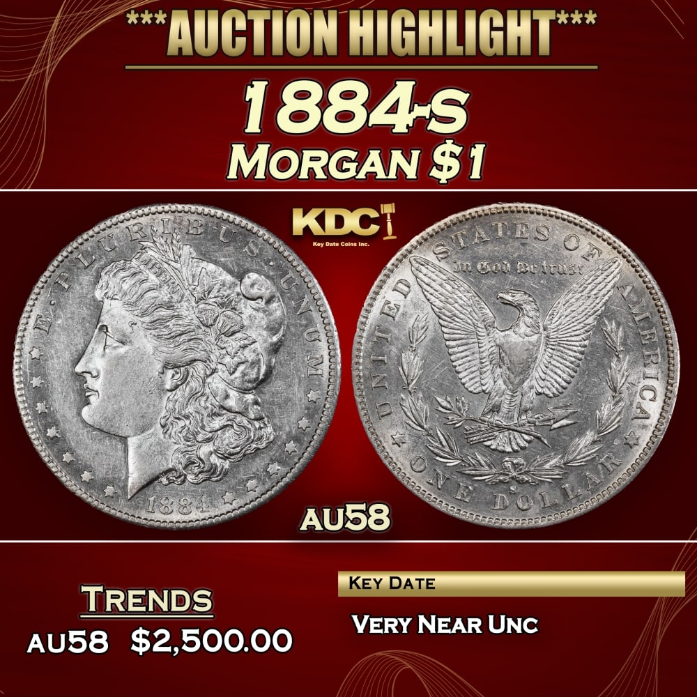 1884-s Morgan Dollar $1 au58 SEGS: 1884-s Morgan Dollar $1 au58 SEGS. 0
