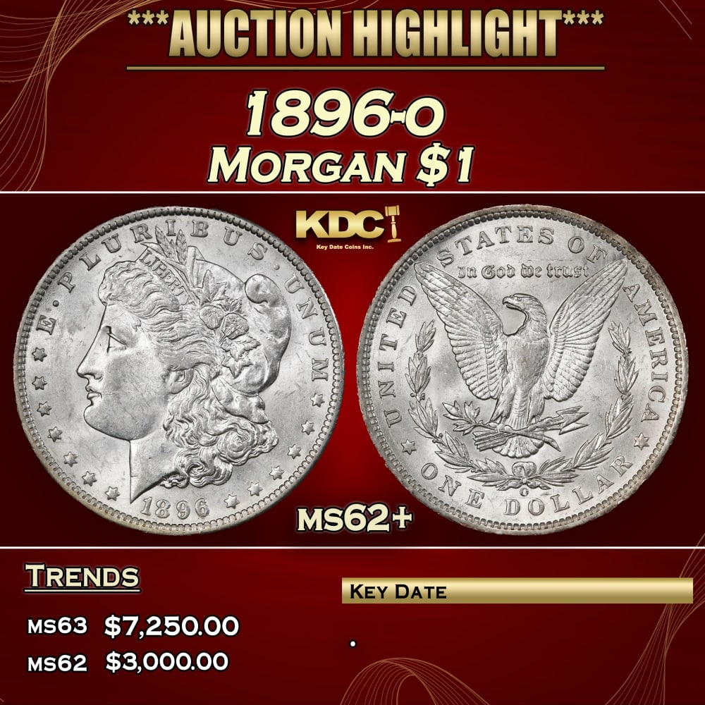 1896-o Morgan Dollar $1 ms62+ USCG: 1896-o Morgan Dollar $1 ms62+ USCG. 0