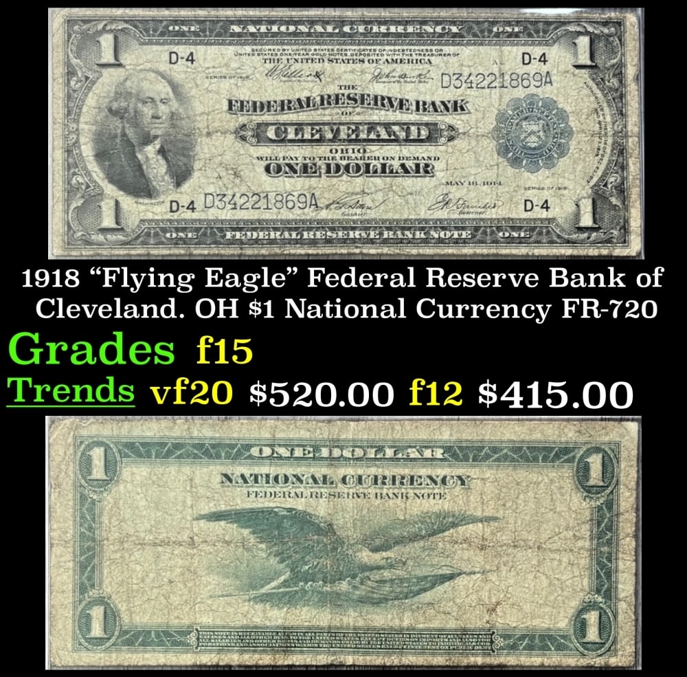 1918 FR-720 $1 National Currency Grades f+: 1918 FR-720 $1 National Currency Grades f+.