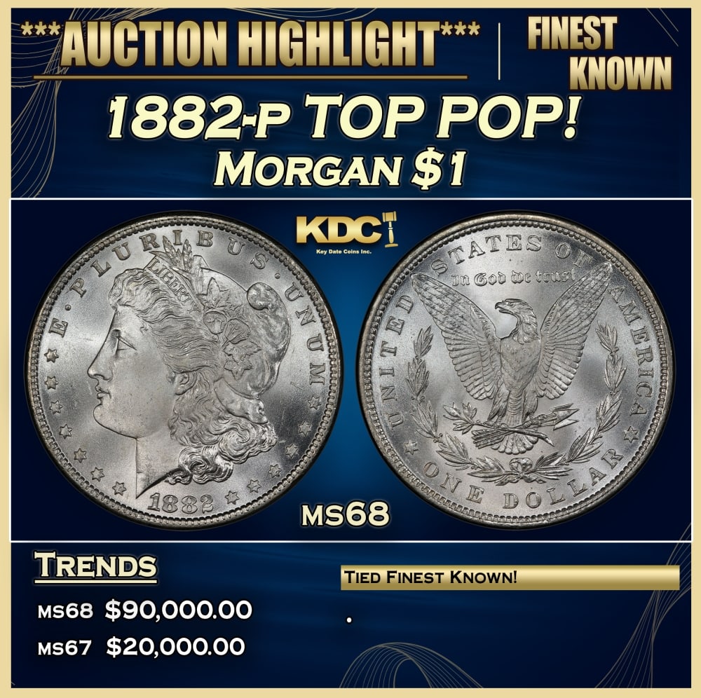 1882-p Morgan Dollar TOP POP! $1 ms68 SEGS: 1882-p TOP POP! Morgan Dollar $1 ms68 SEGS. 0