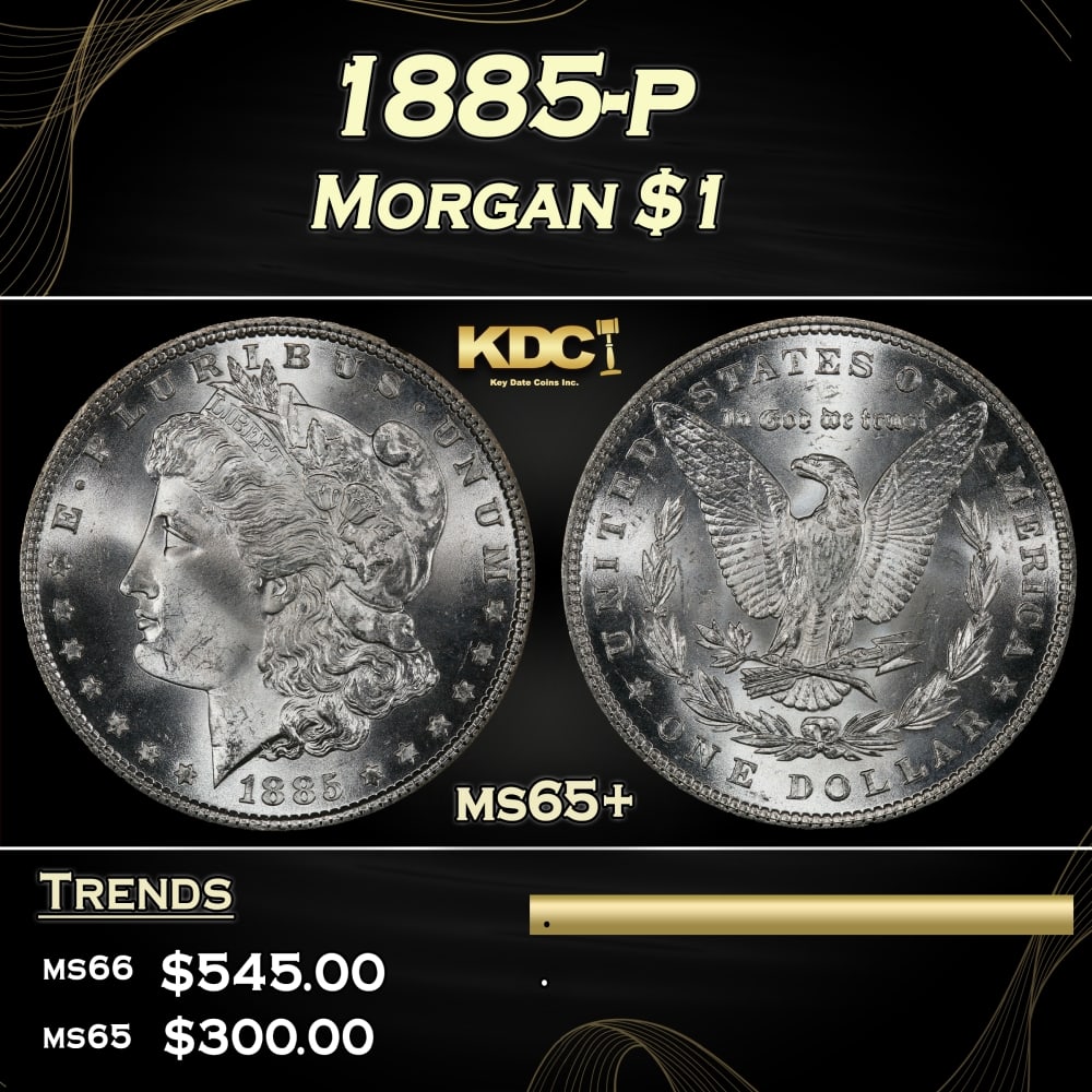 1885-p Morgan Dollar $1 Grades ms65+ (1 of 3)