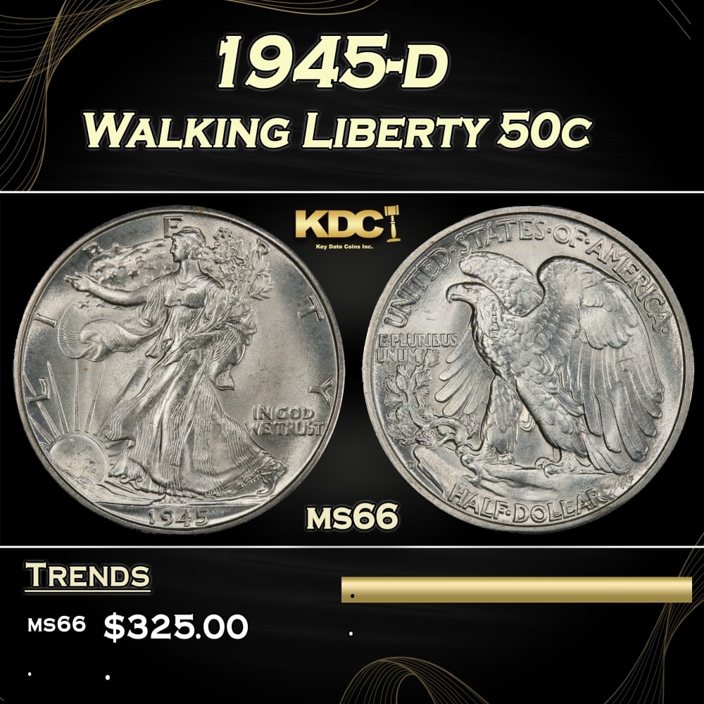 1945-d Walking Liberty Half Dollar 50c Grades ms66: 1945-d Walking Liberty Half Dollar 50c Grades ms66.