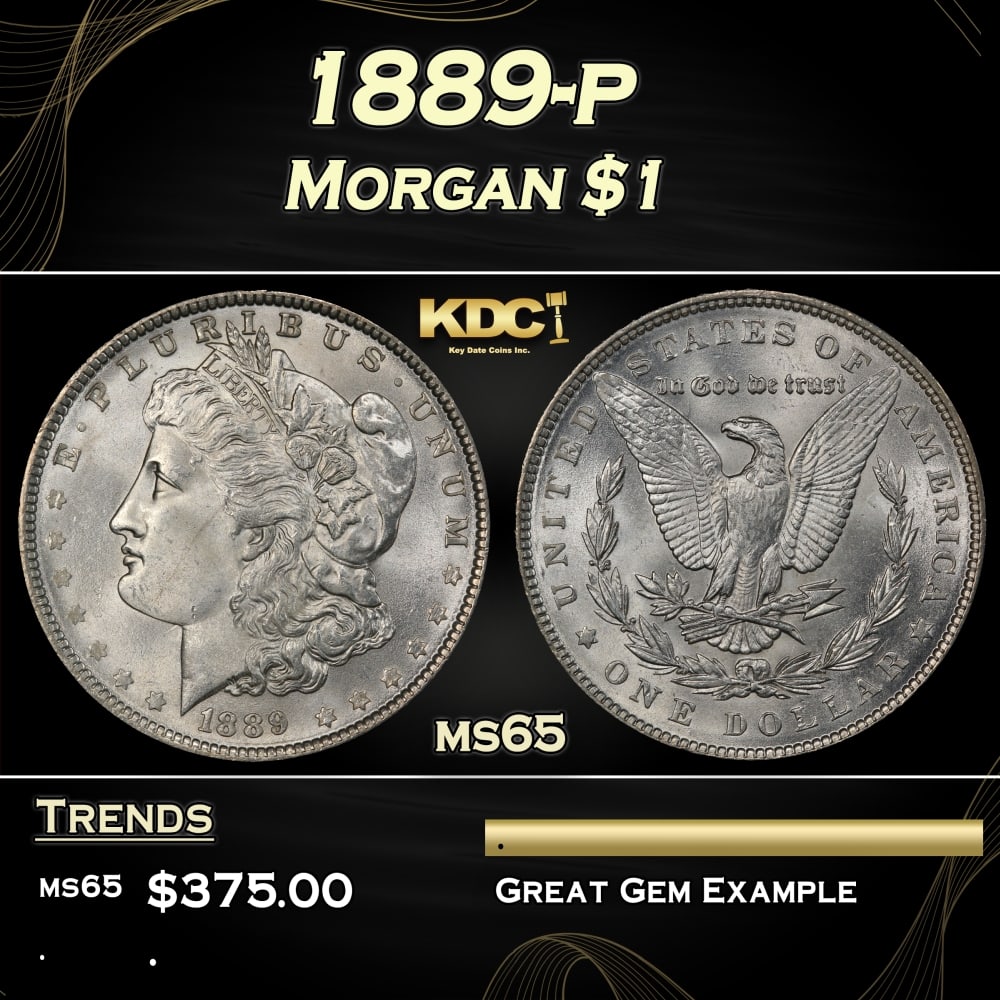 1889-p Morgan Dollar $1 Grades ms65: 1889-p Morgan Dollar $1 Grades ms65. 0