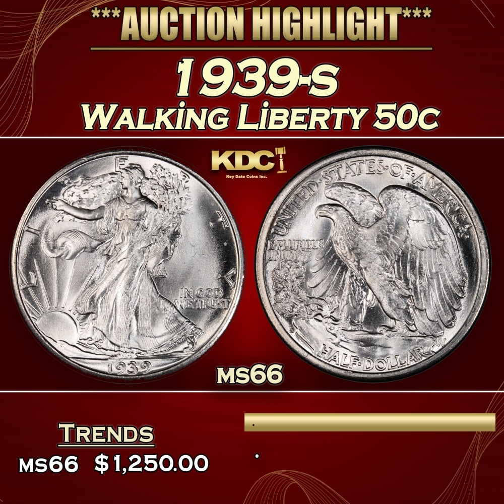 1939-s Walking Liberty Half Dollar 50c ms66 SEGS (1 of 3)