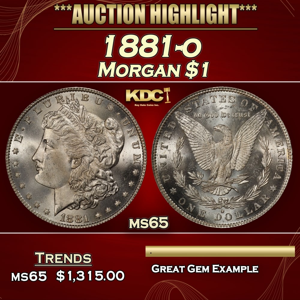 1881-o Morgan Dollar $1 ms65 SEGS: 1881-o Morgan Dollar $1 ms65 SEGS. 0