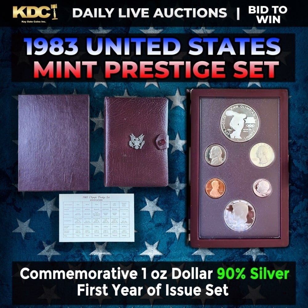 1983 United States Mint Prestige Proof Set 6 Coins First Year Of Issue W/ Box & COA (1 of 1)