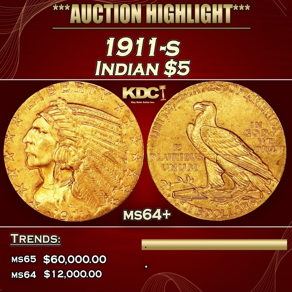 1911-s Gold Indian Half Eagle $5 ms64+ SEGS (1 of 4)