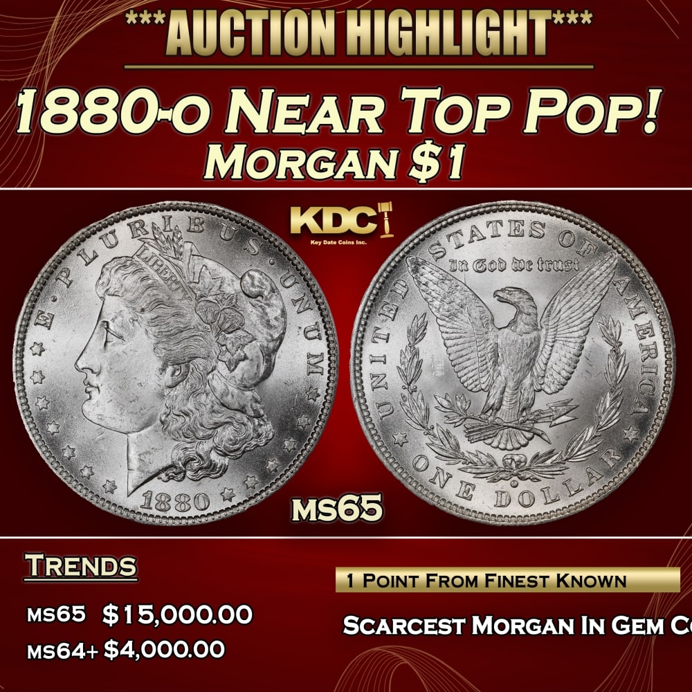 1880-o Morgan Dollar Near Top Pop! $1 ms65 SEGS: 1880-o Near Top Pop! Morgan Dollar $1 ms65 SEGS. 0