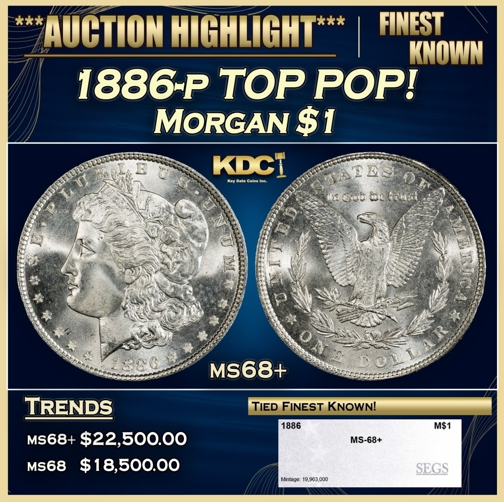 1886-p Morgan Dollar TOP POP! $1 ms68+ SEGS: 1886-p TOP POP! Morgan Dollar $1 ms68+ SEGS. 0