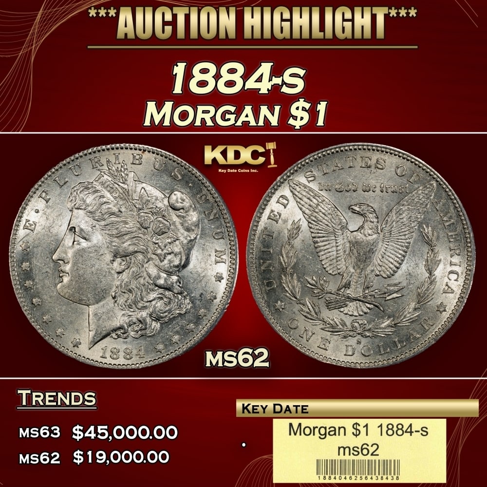 1884-s Morgan Dollar $1 ms62 USCG: 1884-s Morgan Dollar $1 ms62 USCG. 0