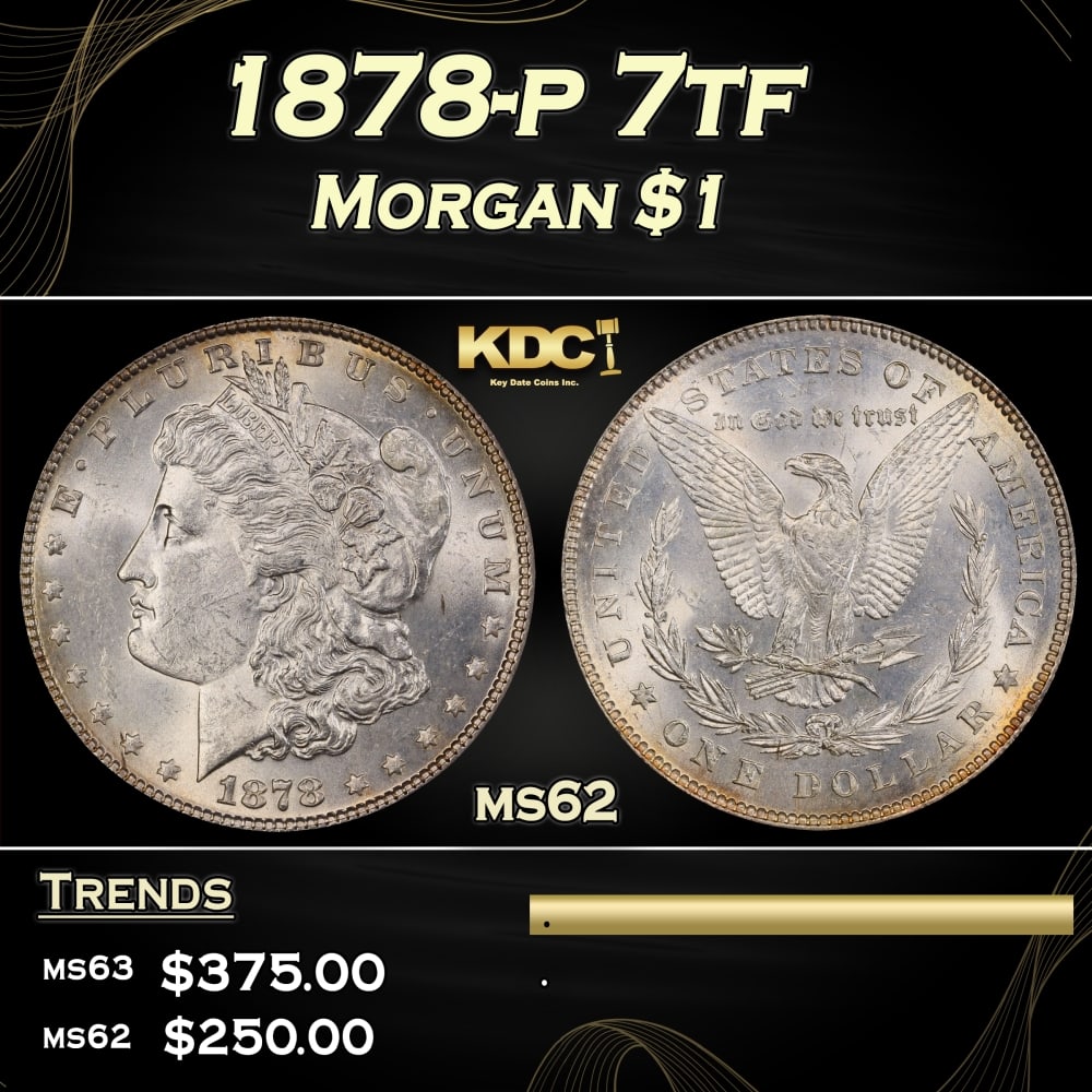 1878-p 7tf Morgan Dollar $1 Grades ms62: 1878-p 7tf Morgan Dollar $1 Grades ms62. 0