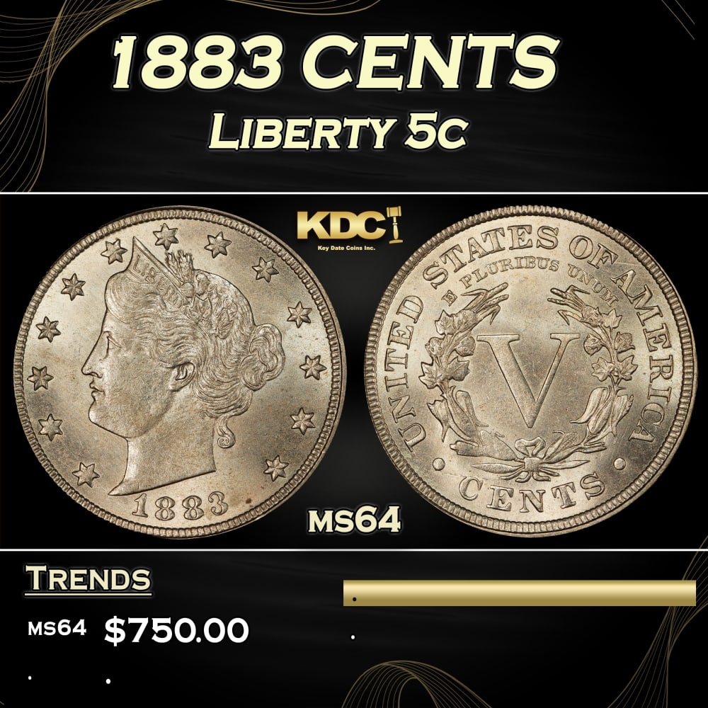 1883 CENTS Liberty Nickel 5c Grades ms64 (1 of 3)