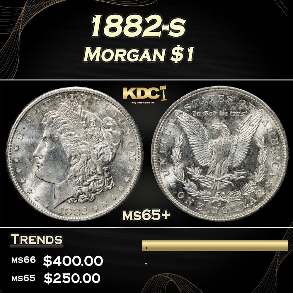 1882-s Morgan Dollar $1 Grades ms65+: 1882-s Morgan Dollar $1 Grades ms65+. 0