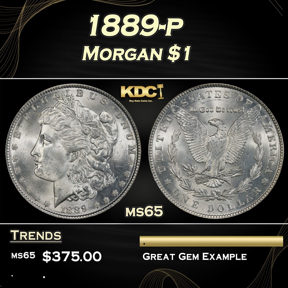 1889-p Morgan Dollar $1 Grades ms65: 1889-p Morgan Dollar $1 Grades ms65. 0