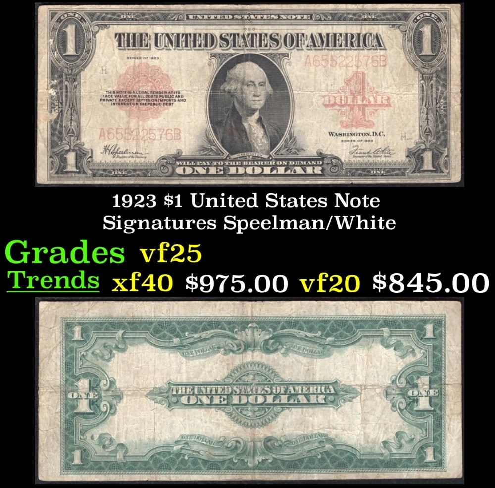 1923 Speelman/White $1 United States Note Grades vf+: 1923 Speelman/White $1 United States Note Grades vf+.