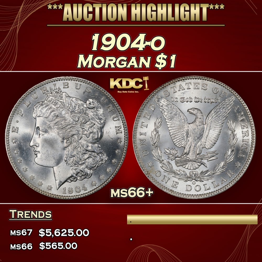 1904-o Morgan Dollar $1 ms66+ SEGS: 1904-o Morgan Dollar $1 ms66+ SEGS. 0