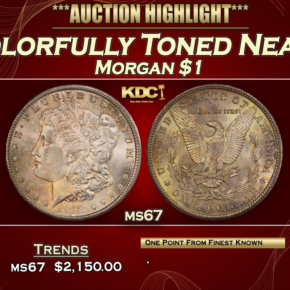 1898-o Morgan Dollar Colorfully Toned Near Top Pop $1 ms67 SEGS: 1898-o Colorfully Toned Near Top Pop Morgan Dollar $1 ms67 SEGS. 0