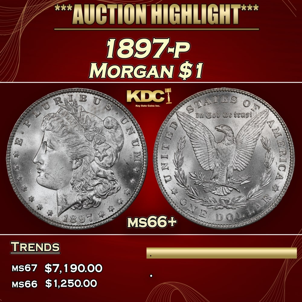 1897-p Morgan Dollar $1 ms66+ SEGS: 1897-p Morgan Dollar $1 ms66+ SEGS. 0