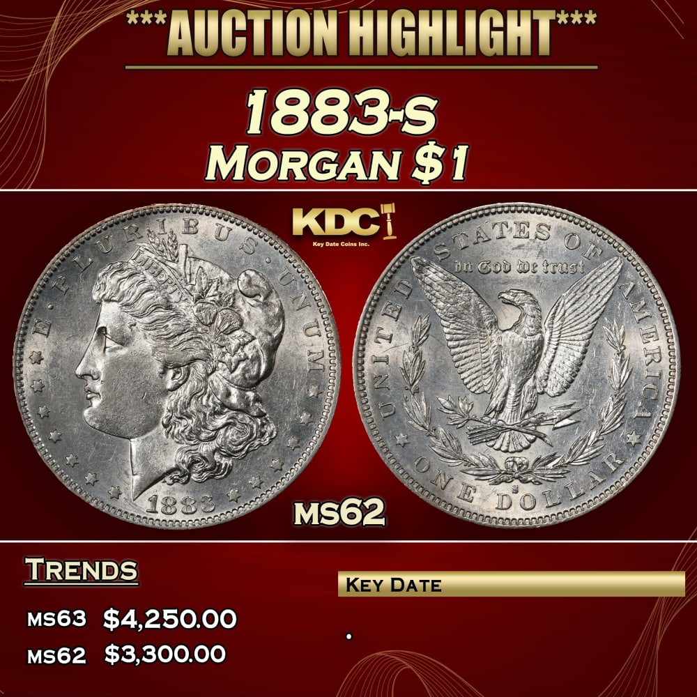 1883-s Morgan Dollar $1 ms62 USCG: 1883-s Morgan Dollar $1 ms62 USCG. 0
