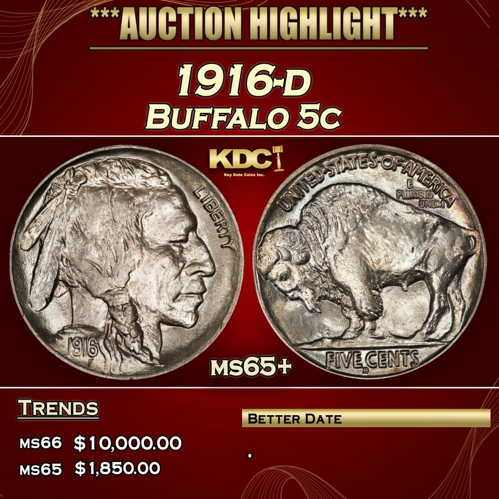 1916-d Buffalo Nickel 5c ms65+ SEGS: 1916-d Buffalo Nickel 5c ms65+ SEGS. 0