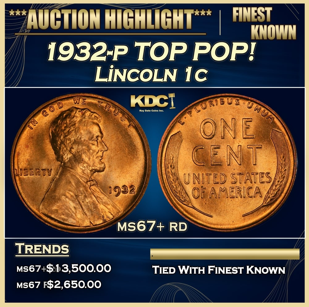 1932-p Lincoln Cent TOP POP! 1c ms67+ rd SEGS: 1932-p TOP POP! Lincoln Cent 1c ms67+ rd SEGS. 0
