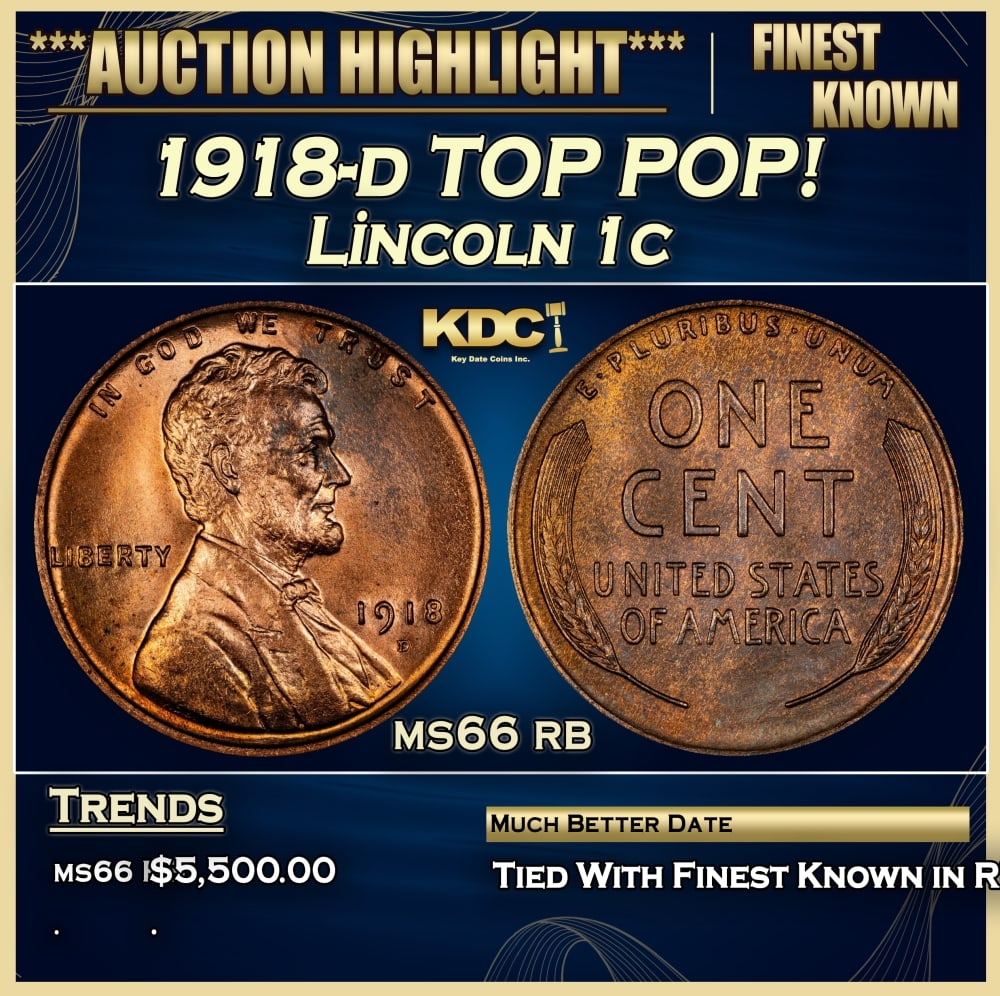 1918-d Lincoln Cent TOP POP! 1c ms66 rb SEGS: 1918-d TOP POP! Lincoln Cent 1c ms66 rb SEGS. 0